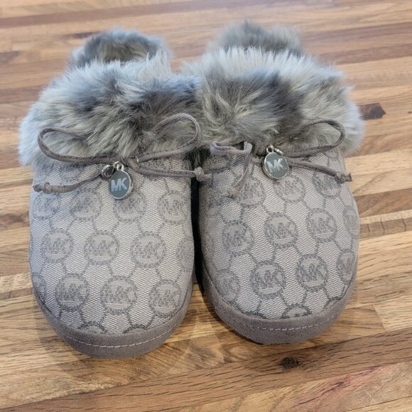 Michael Kors Zayden Slipper Slate Gray Monogram Jacquard Flat Slippers - Picture 2 of 10